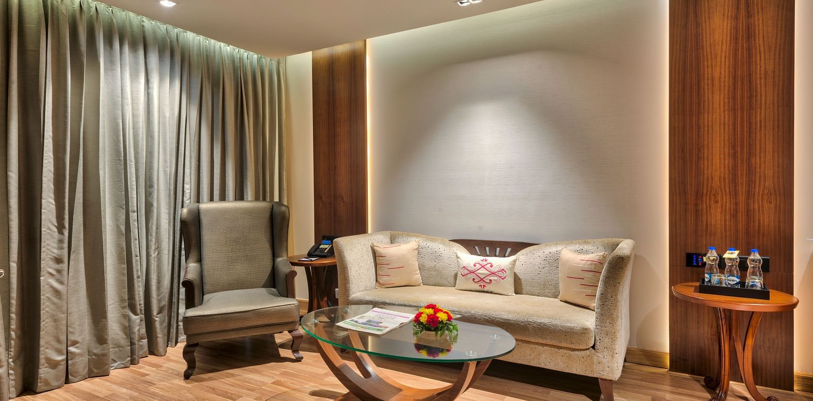 Living Room of Deluxe Suite at Grand Chennai By GRT Hotels.