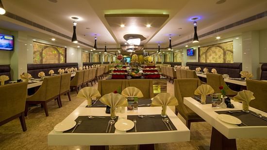 seating area at a conference hall at Raj Park Hotel in Chennai