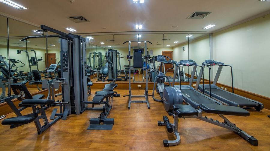 working out equipment at Gym at Raj Park Hotel Alwarpet Chennai