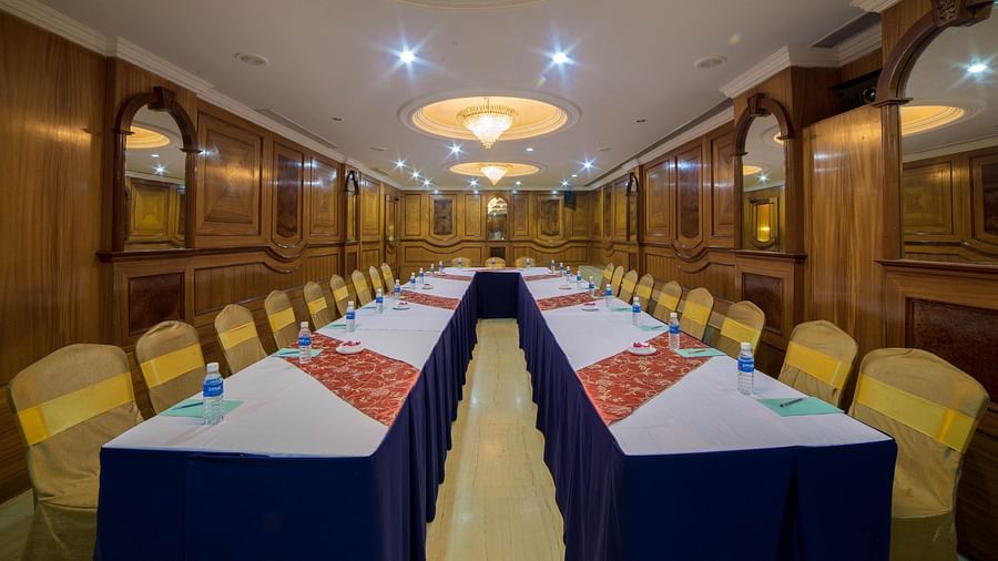 seating area at a conference hall at Raj Park Hotel in Chennai 