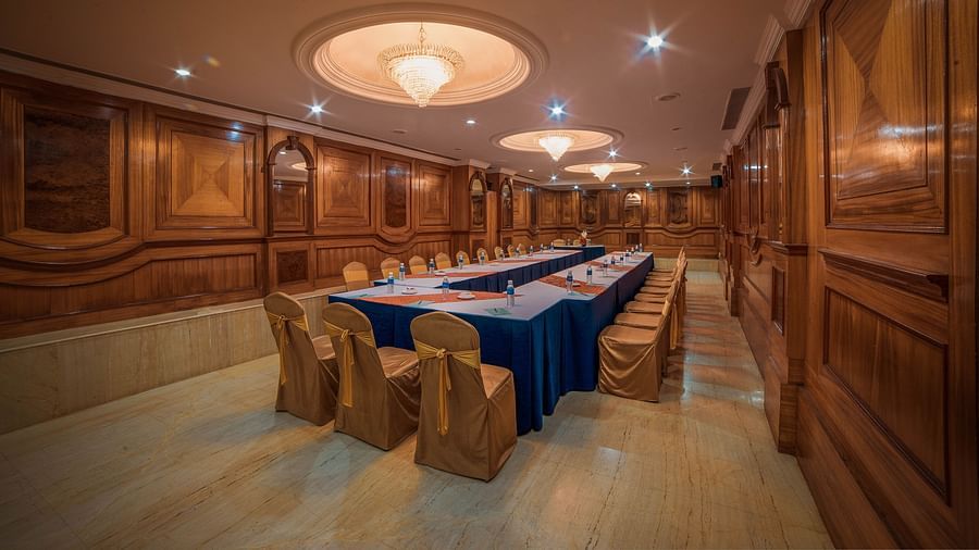 seating area at a conference hall at Raj Park Hotel in Chennai 