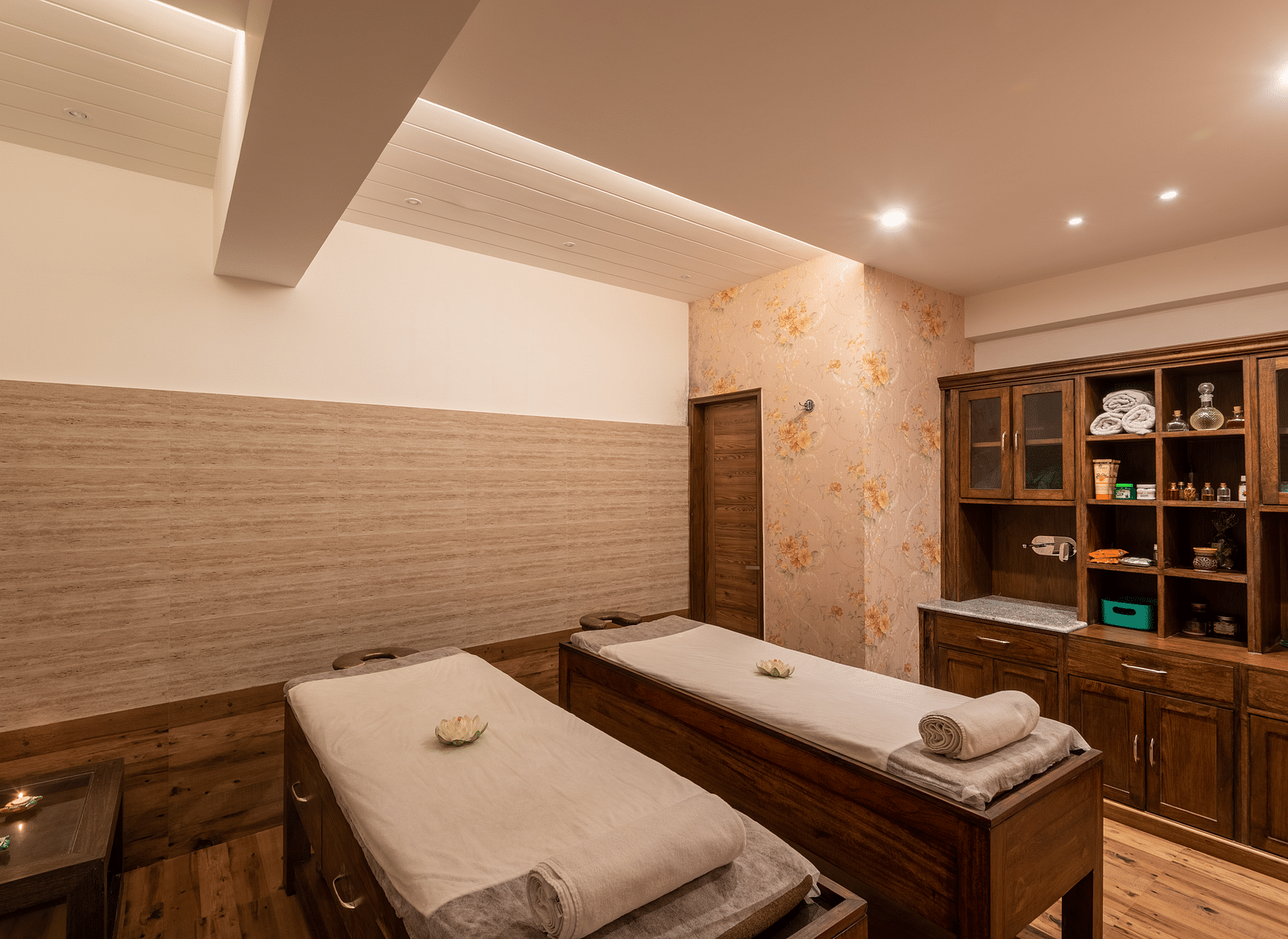 Overview of couples massage room in a Spa at DLS Spring Valley Resort Dharamshala