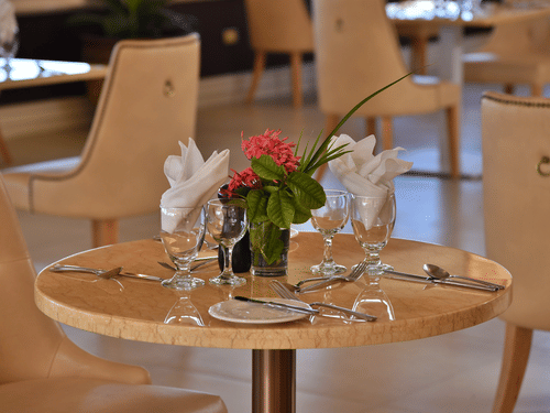 close up of a table at la vista restaurant
