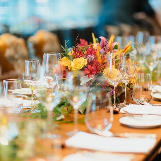 plated dining table with decoration