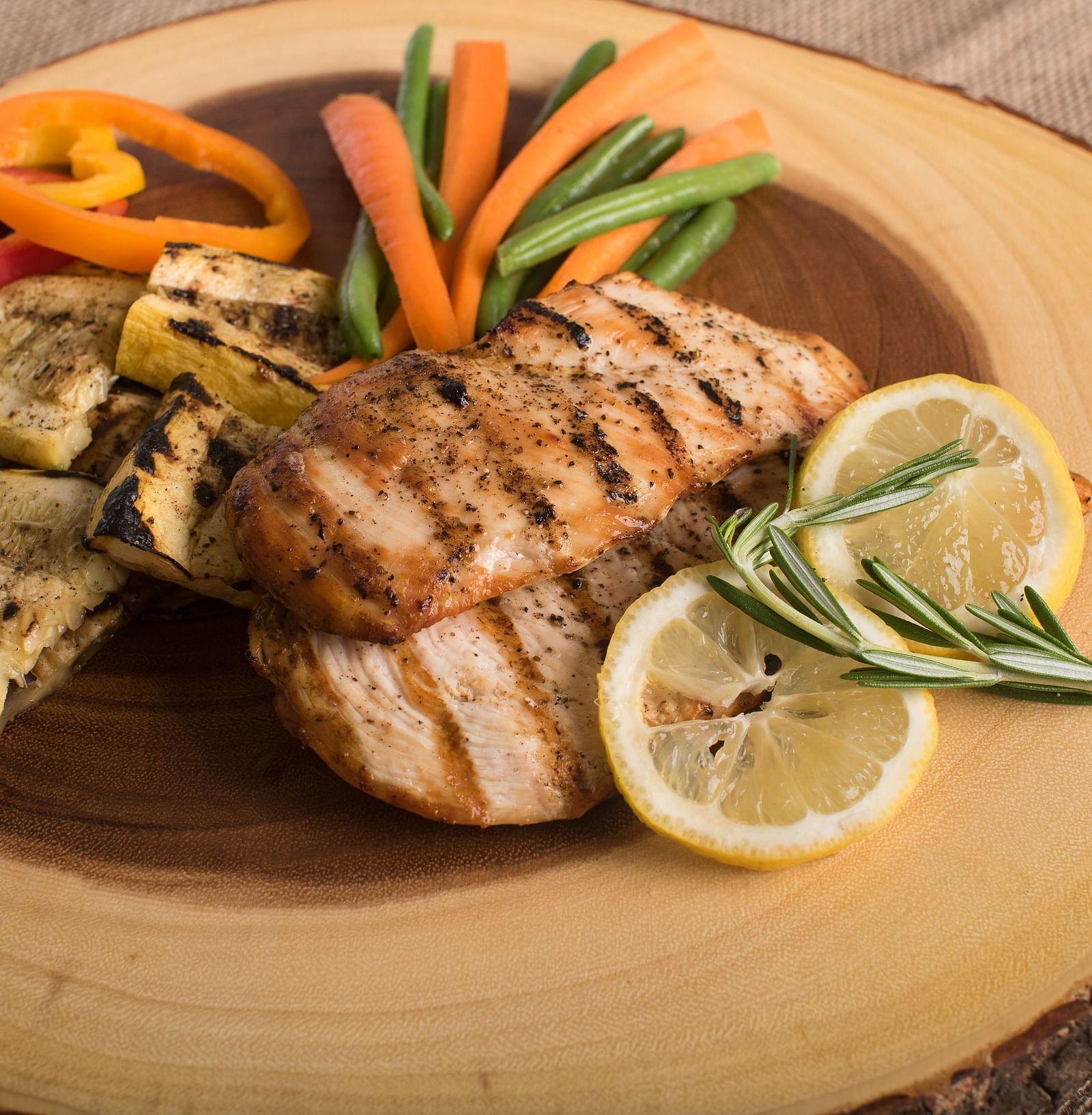 Image of a plate with chicken, slices of lemon and vegetables at Summit Sherpa Mountain Hotel & Spa, Kalimpong