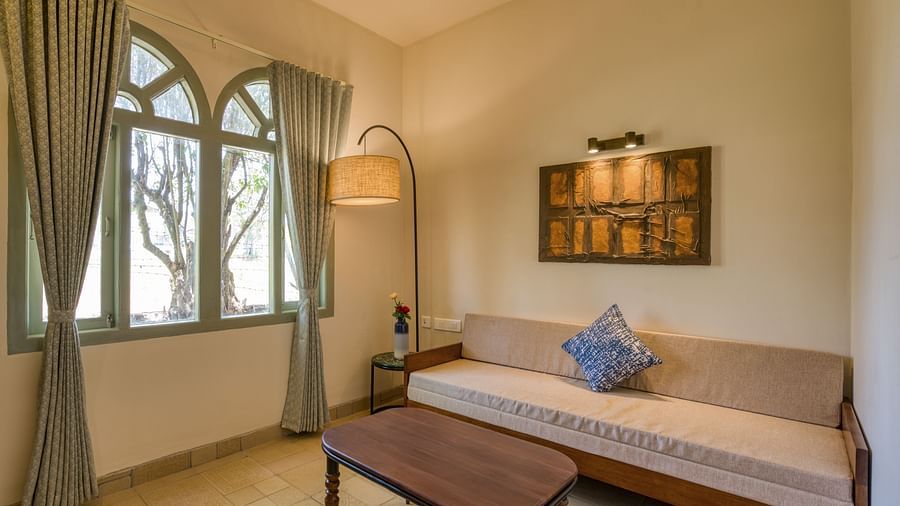 Overview of the living room with sofas inside the studio | Mango Hill Shola Ooty