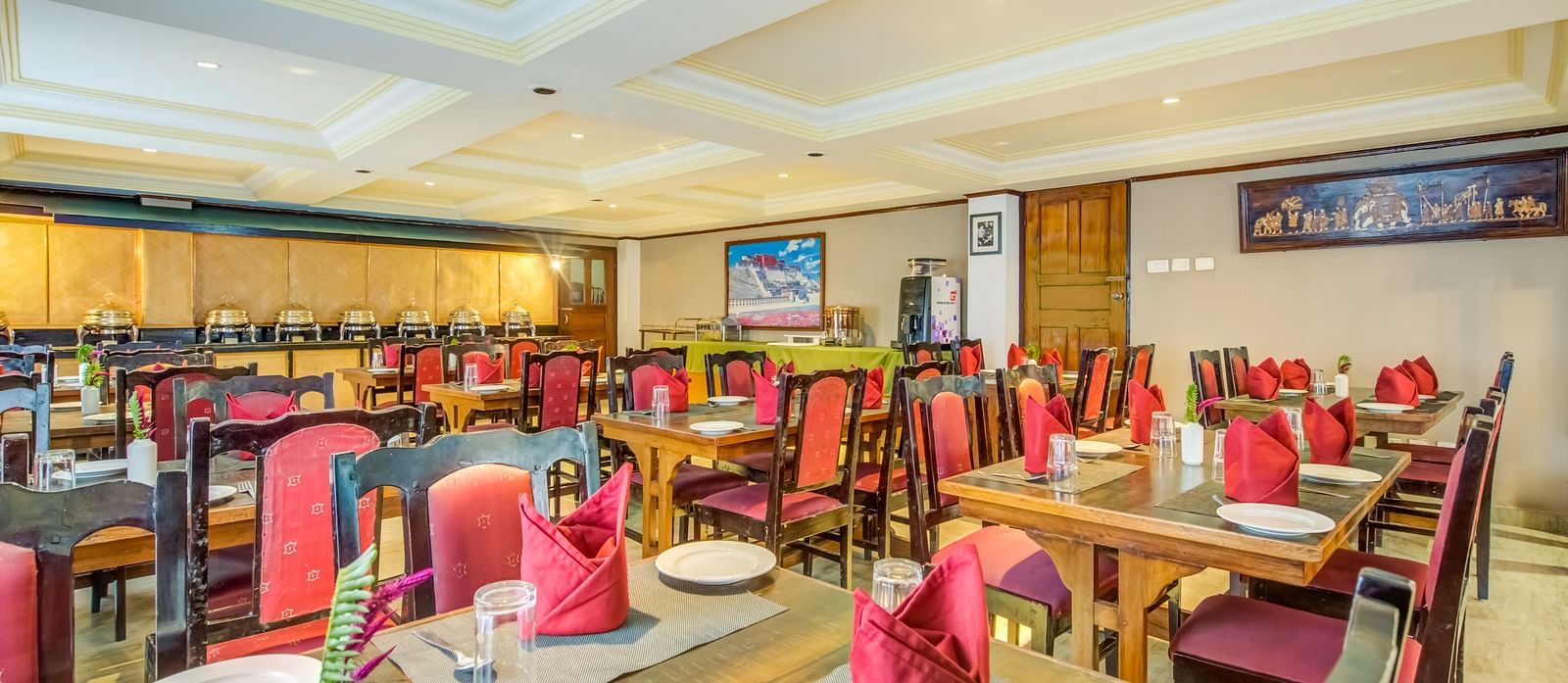 Image of a dining area with chairs and tables at Summit Tashi Ghang Heritage Resort, Pelling