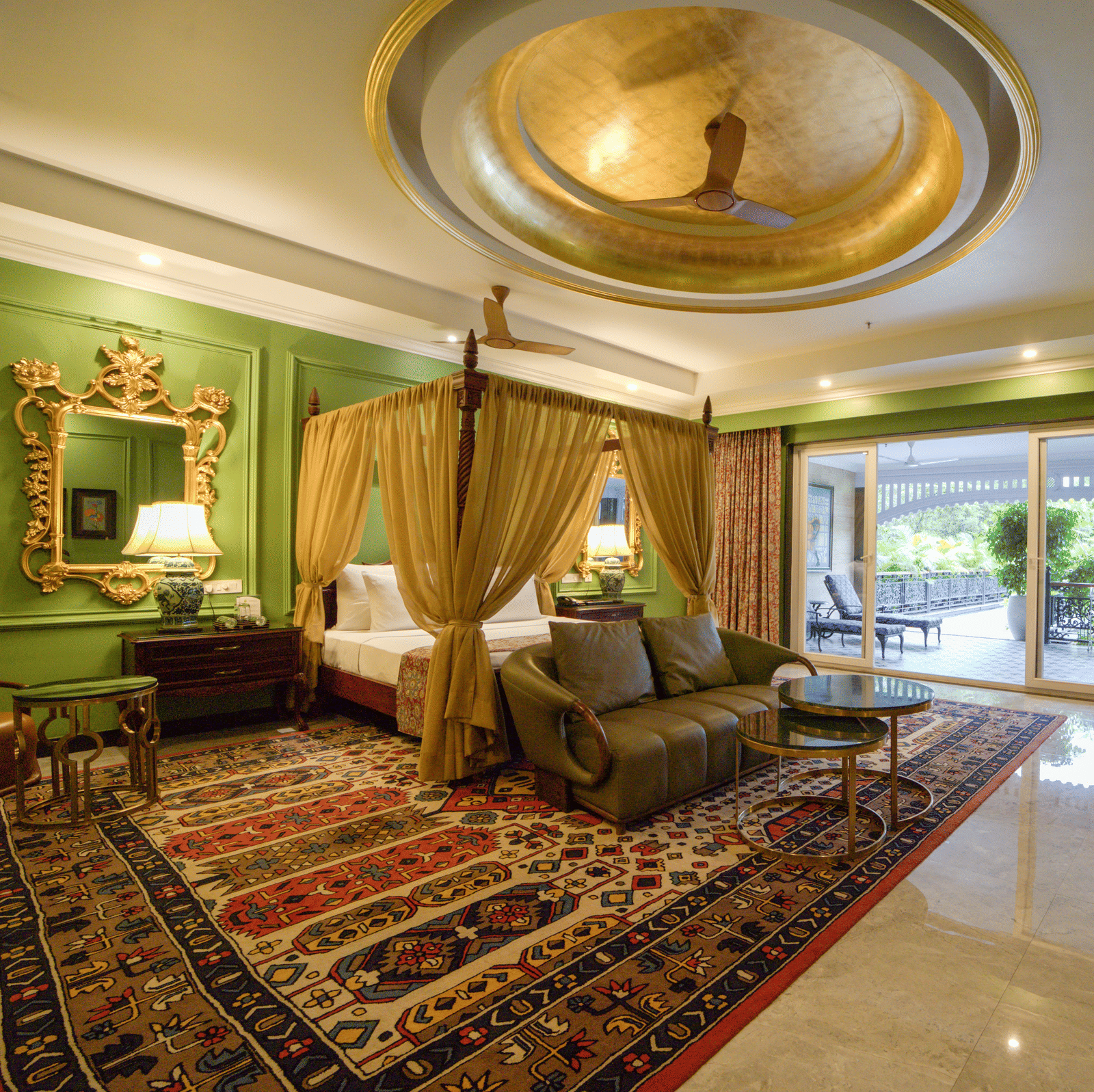 Spacious suite interior with ornate ceiling and sitting area at MAYFAIR Oasis Resort and Convention Jharsuguda