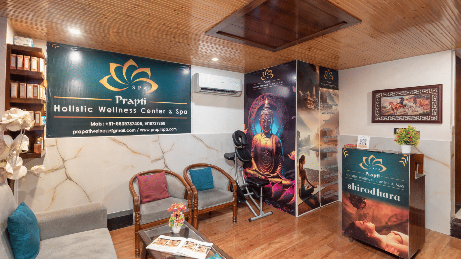 Spa interior with treatment setup at DLS Hotels On The Ganges.