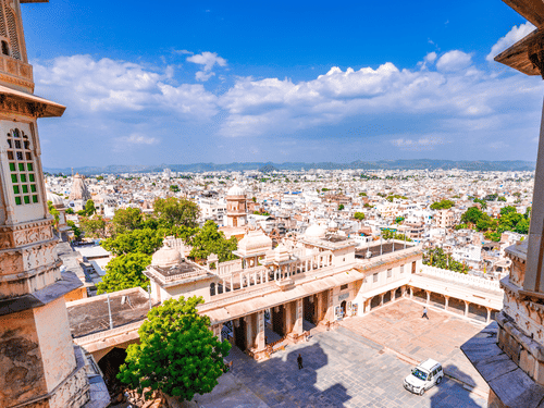 A far away view of Udaipur city
