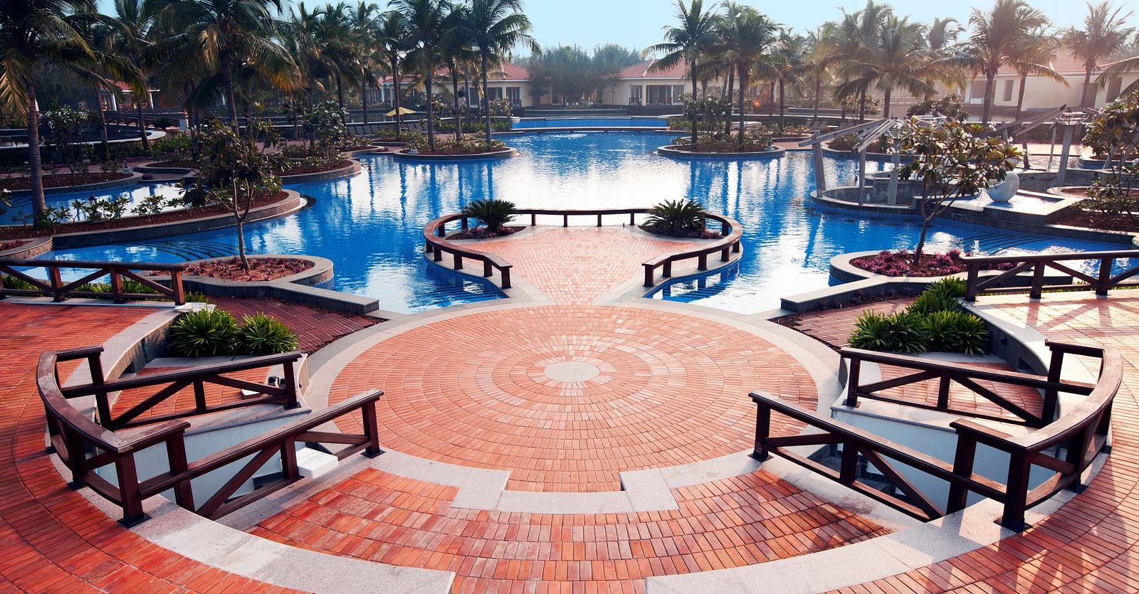 Overview of Mid Bay with seats on either side at Ocean Spray, Pondicherry