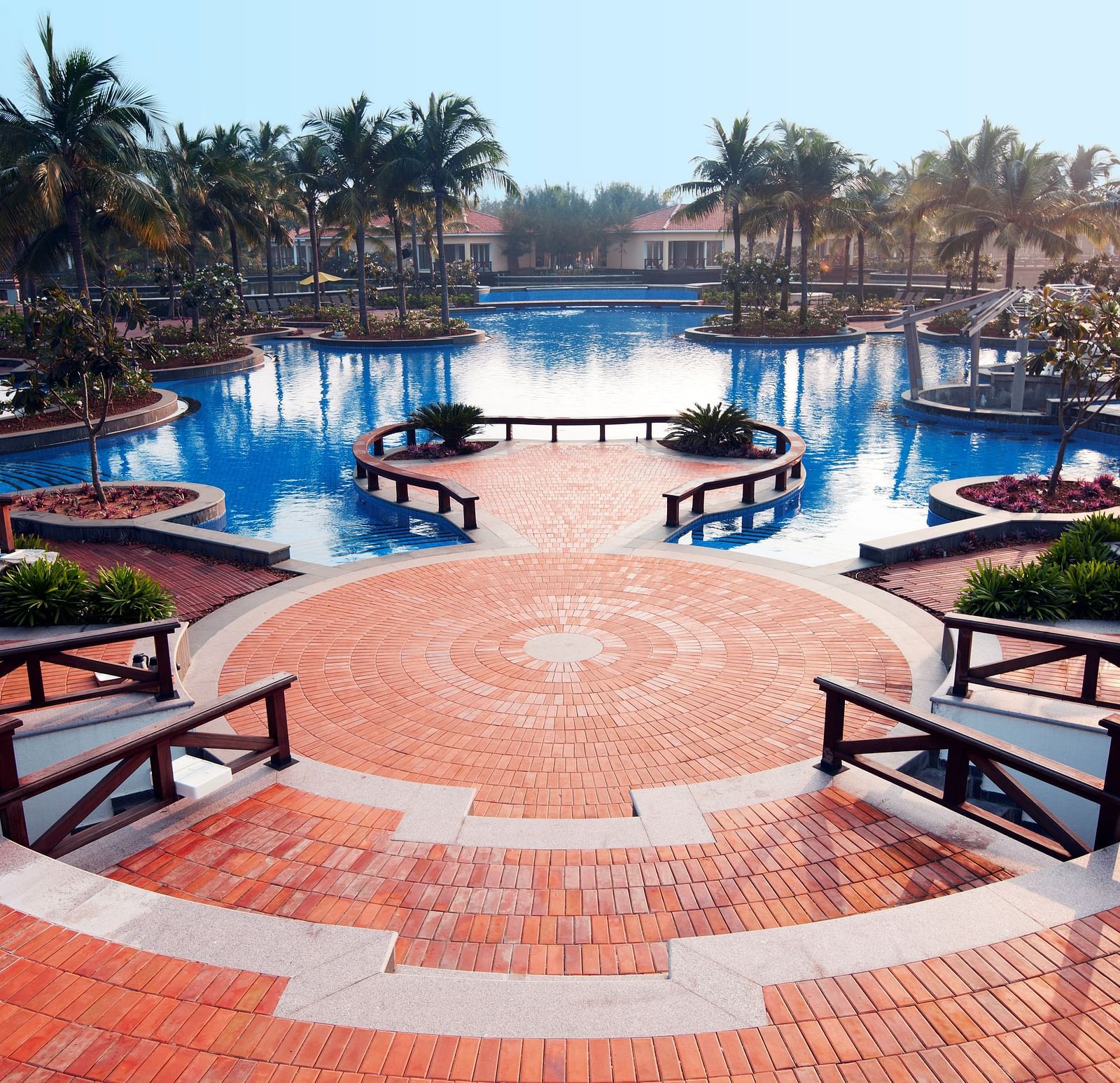 Overview of Mid Bay with seats on either side at Ocean Spray, Pondicherry