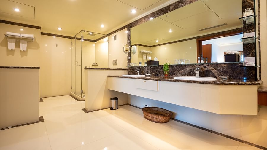 luxurious bathroom fitted with luxe toiletries at mayflower suites in mumbai - The Orchid Hotel Mumbai Vile Parle
