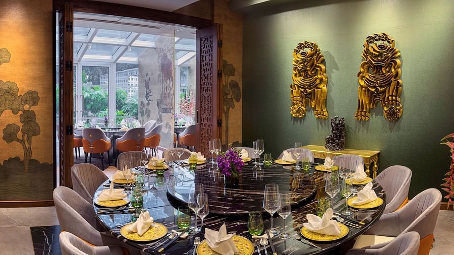 image of a round elusive dining table at the jade Chinese and Cantonese restaurant - The Claridges New Delhi