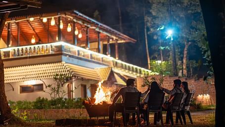 A group of friends enjoying a bonfire