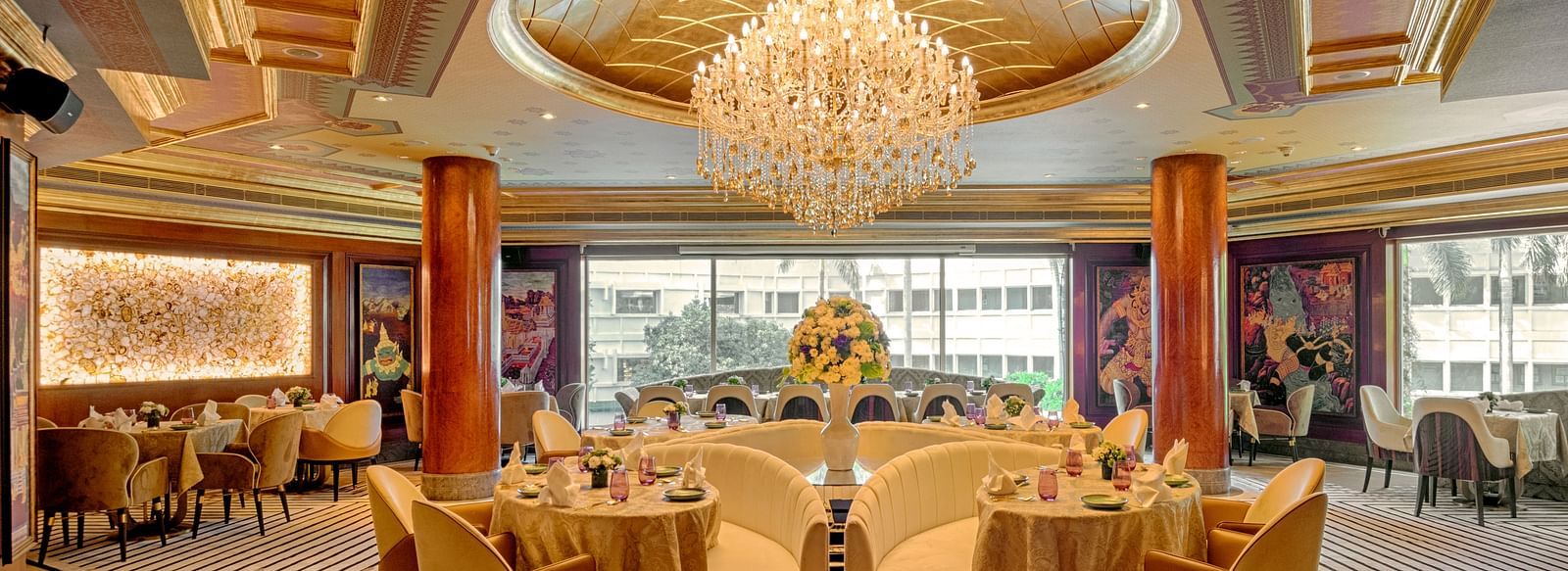 Image of Erawaan with a chandelier on the ceiling at The Claridges New Delhi
