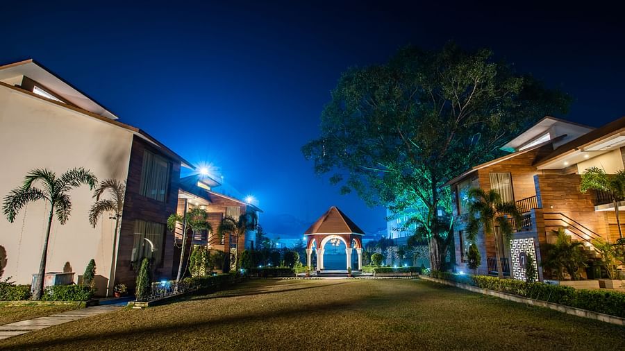 Night View of Entrance of the Maharaja Villa in The Wedlock Greens Hotel & Resort, Dhanbad