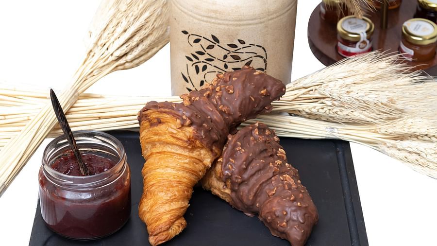 image of the Hazelnut Croissant seved with jam at the ye old bakery - The Claridges New Delhi