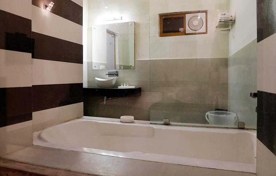 poolview room bathroom - Corbett Panorama Resort, Ramnagar