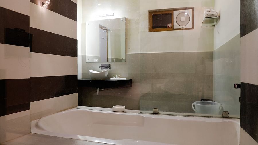 poolview room bathroom - Corbett Panorama Resort, Ramnagar