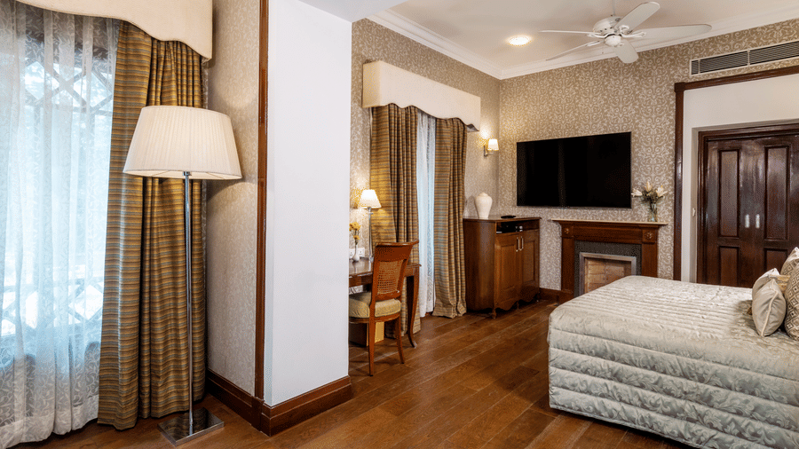 image of the Club room taken from the seating area at The Claridges Nabha Residence