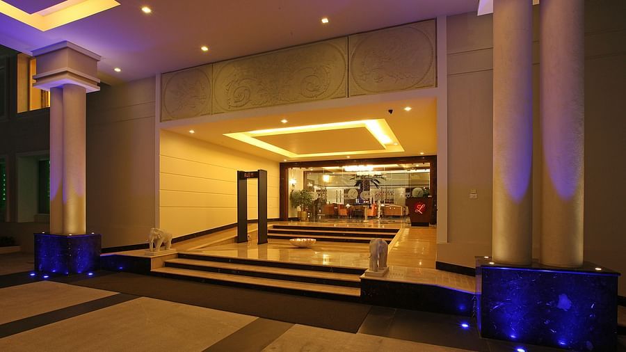 entrance of our hotel on hosur road - la classic