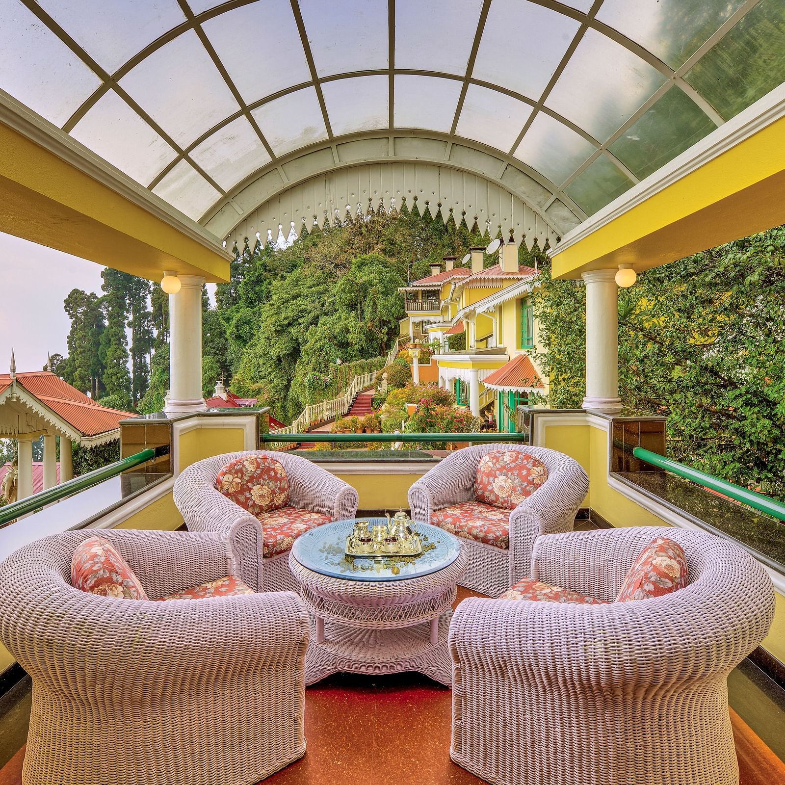indoor seating space at an enclosed lounge area - Mayfair Himalayan Spa Resort Kalimpong