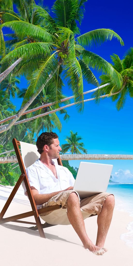 man-working-beach