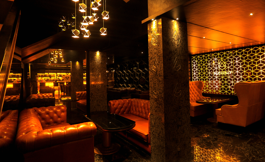 sofas inside the Lounge at Alchemy, our in-house bar in Chennai - Raj Park Hotel, Chennai