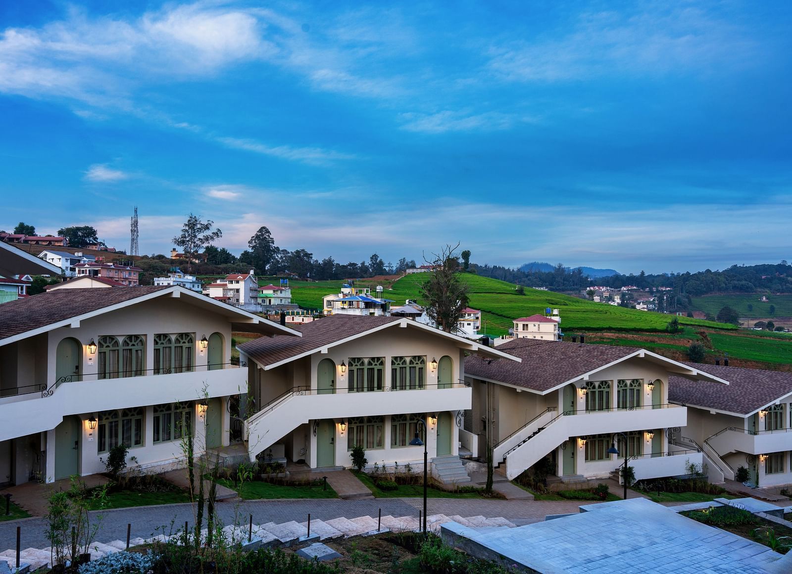 An image of a few similar-looking building belinging to a resort | Mango Hill Shola, Ooty