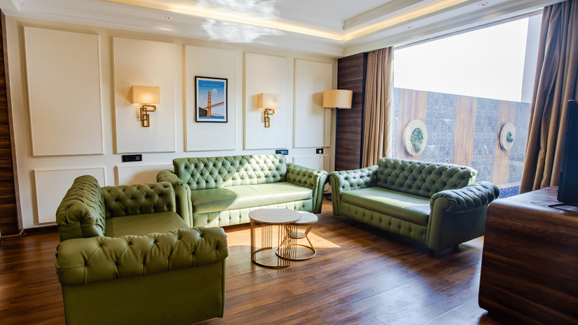 View of Living area in the Maharaja Villa in The Wedlock Greens Hotel & Resort, Dhanbad