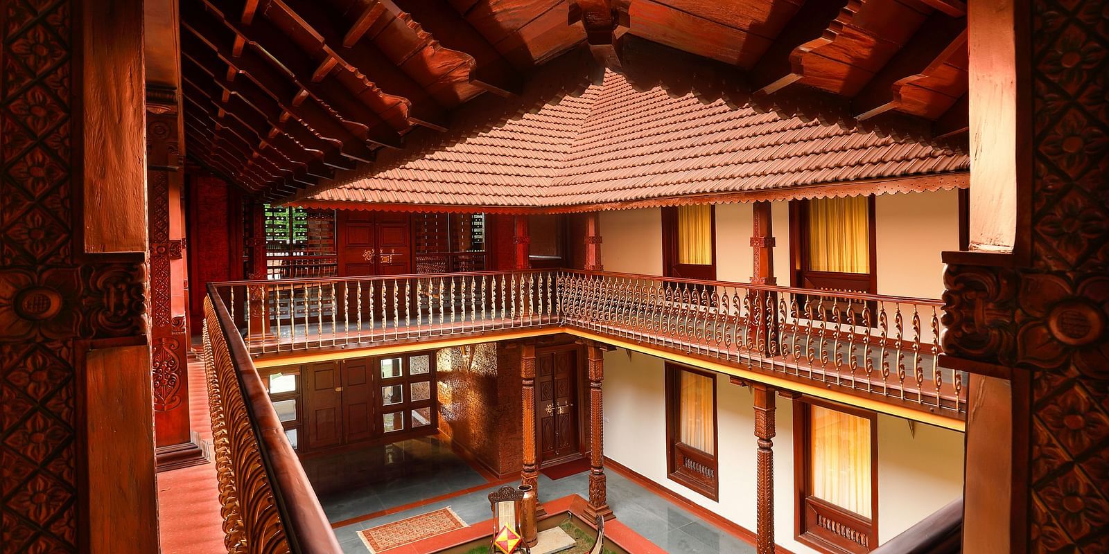 top angle view of the Malnad attic suite at the Hoysala Village Resort, Hassan