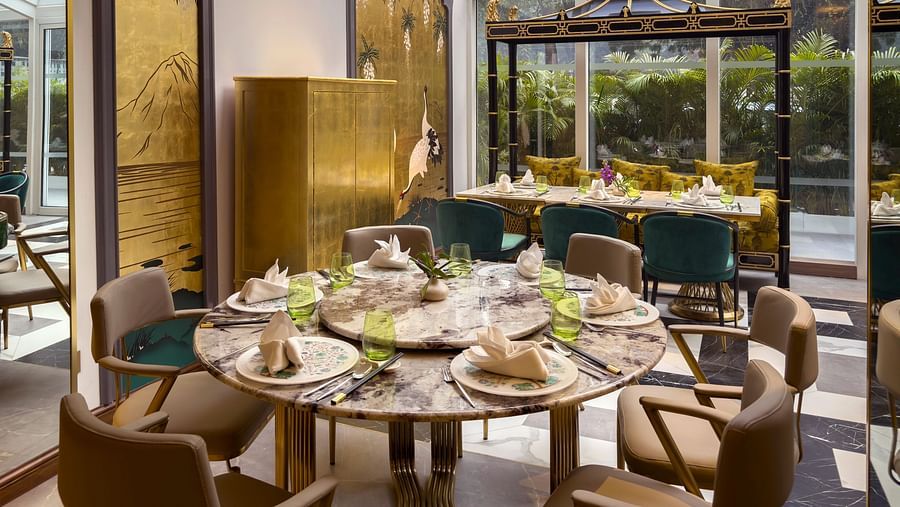image of the dining area of the jade restaurant ideal for a elegant family dining experience in delhi - The Claridges New Delhi