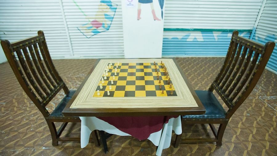 Chess table with chairs
