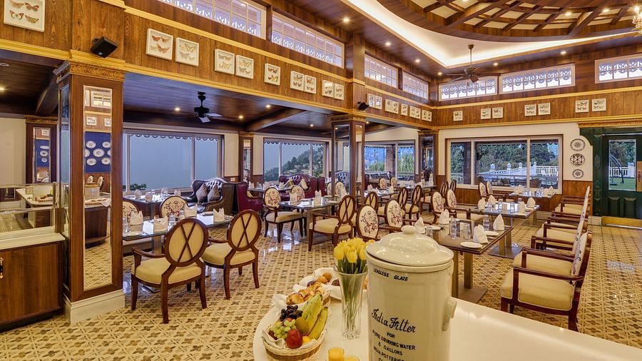 the indoor seating space of a restaurant - Mayfair Himalayan Spa Resort Kalimpong