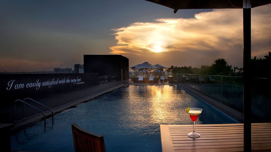 our rooftop pool during sunset