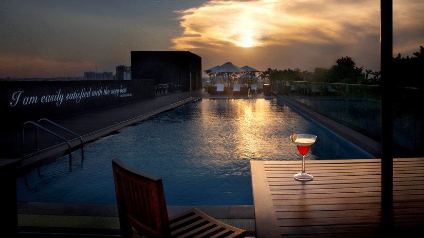 our rooftop pool during sunset