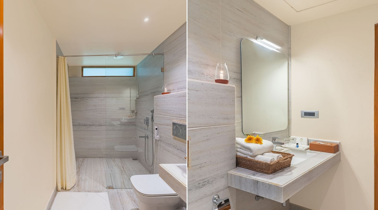 image of a luxurious bathroom with top notch facilities at our luxury family suite in udaipur 