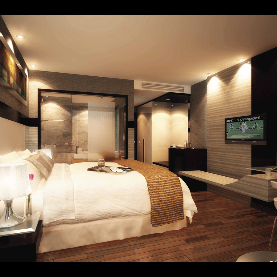 The Empresa Boutique Hotel - The view of the plush bed facing the TV of the deluxe room in Andheri