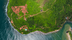 An aerial image of our resort in Sindhudurg on a hilltop by the side of the sea - Highland Sarovar Portico, Sindhudurg