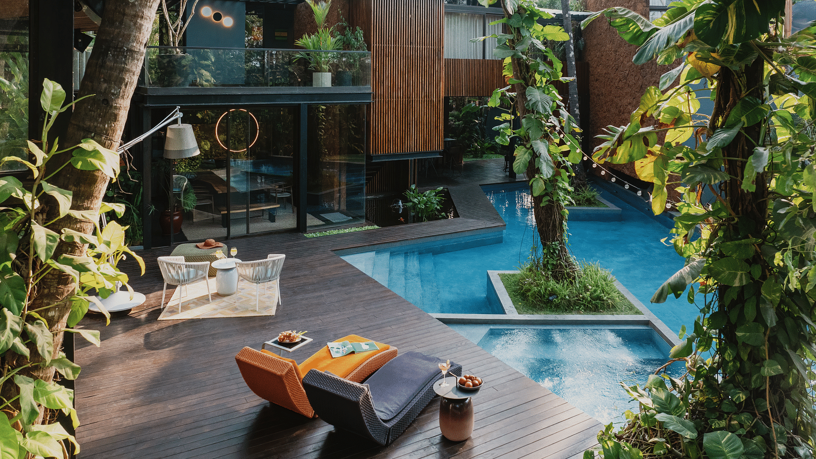Pool and pool deck at Villa in Palms by V Escapes, Goa