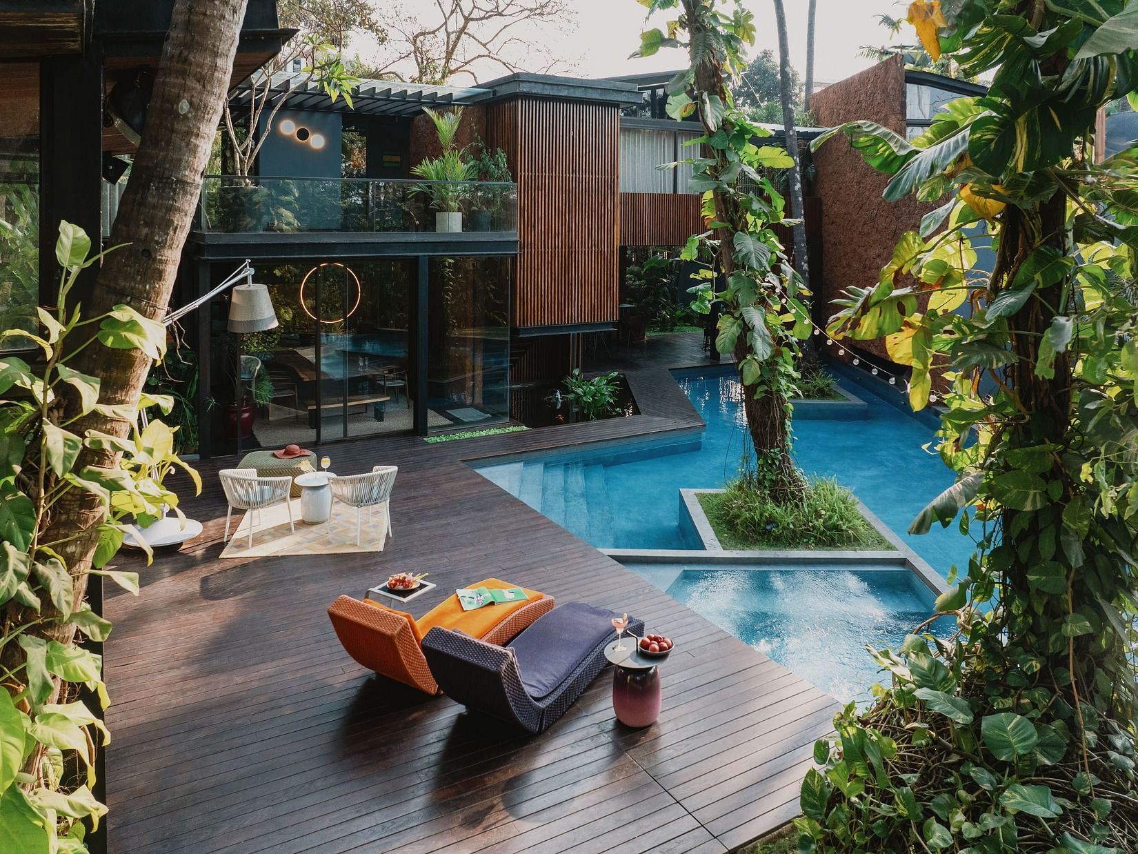 Pool and pool deck at Villa in Palms by V Escapes, Goa