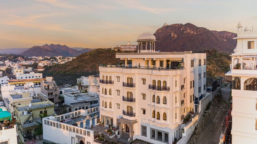 Facade image of the hotel at Maan Vilas by Stone Wood, Udaipur