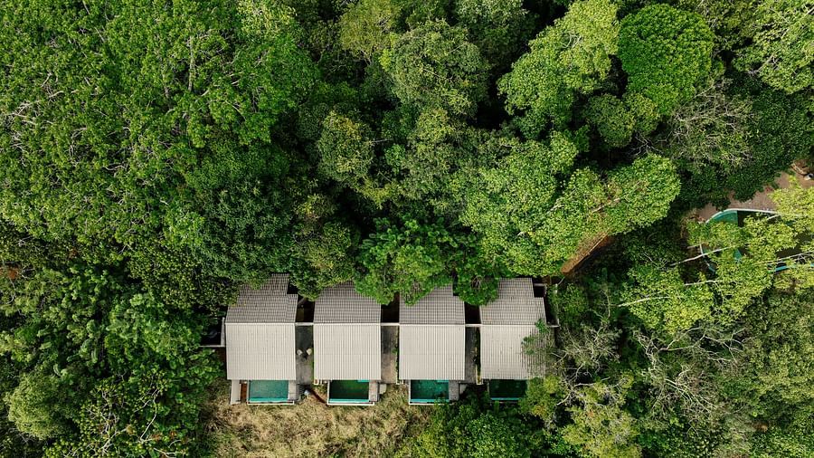 An overhead shot of villas nestled in lush greenery | Celestial Hills - Villas & Suites in Kandy