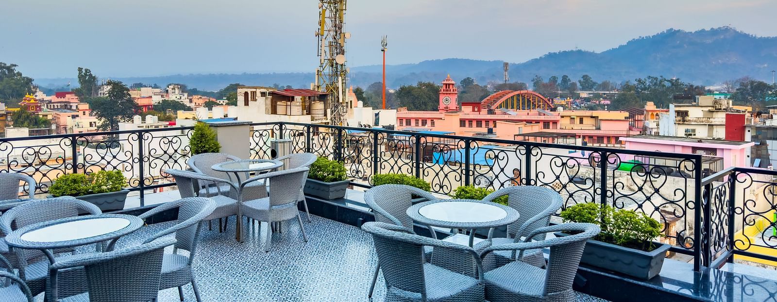 Another angle of serene views of Haridwar seen from the roof top restaurant - Wonder hills