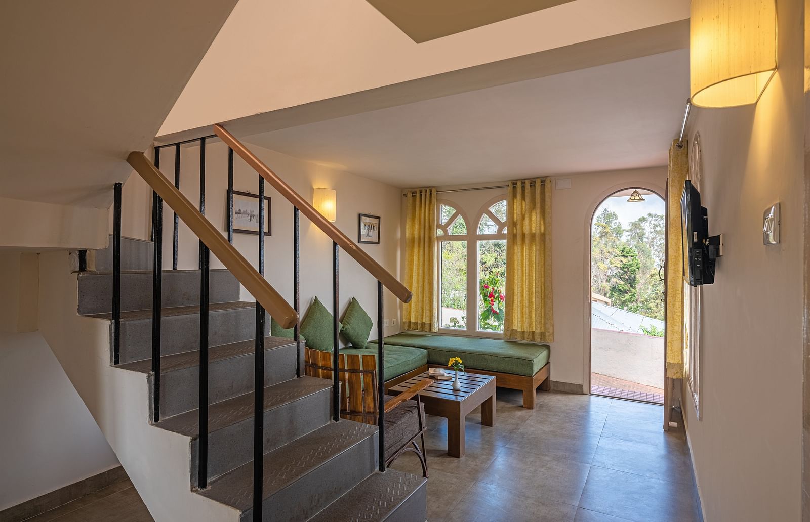 An image of stairs leading to the next floor of the building | Mango Hill, Kodaikanal