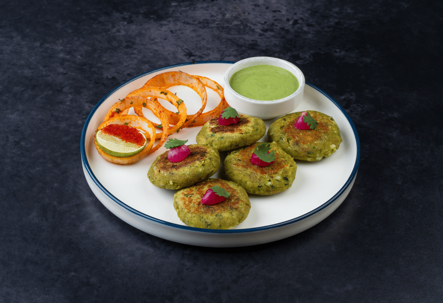 Tofu Bhara Kebab served with spicy onions and sauce at The Wild Fork restaurant in La Marvella, Bengaluru.