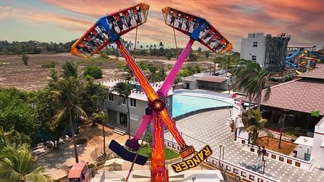 Amusement park ride with people on it