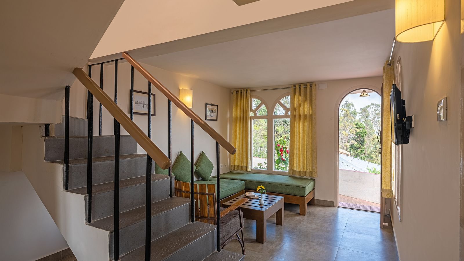 An image of stairs leading to the next floor of the building | Mango Hill, Kodaikanal