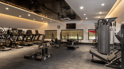 Gym-1Modern fitness centre at Mountnoor Sarovar Premiere, Pahalgam equipped with premium workout facilities.
